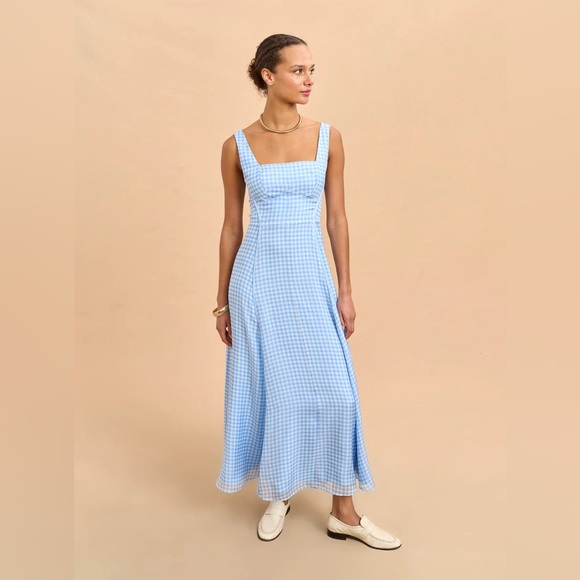 La Ligne Dresses & Skirts - La Ligne Light Blue Gingham Maxi Dress
